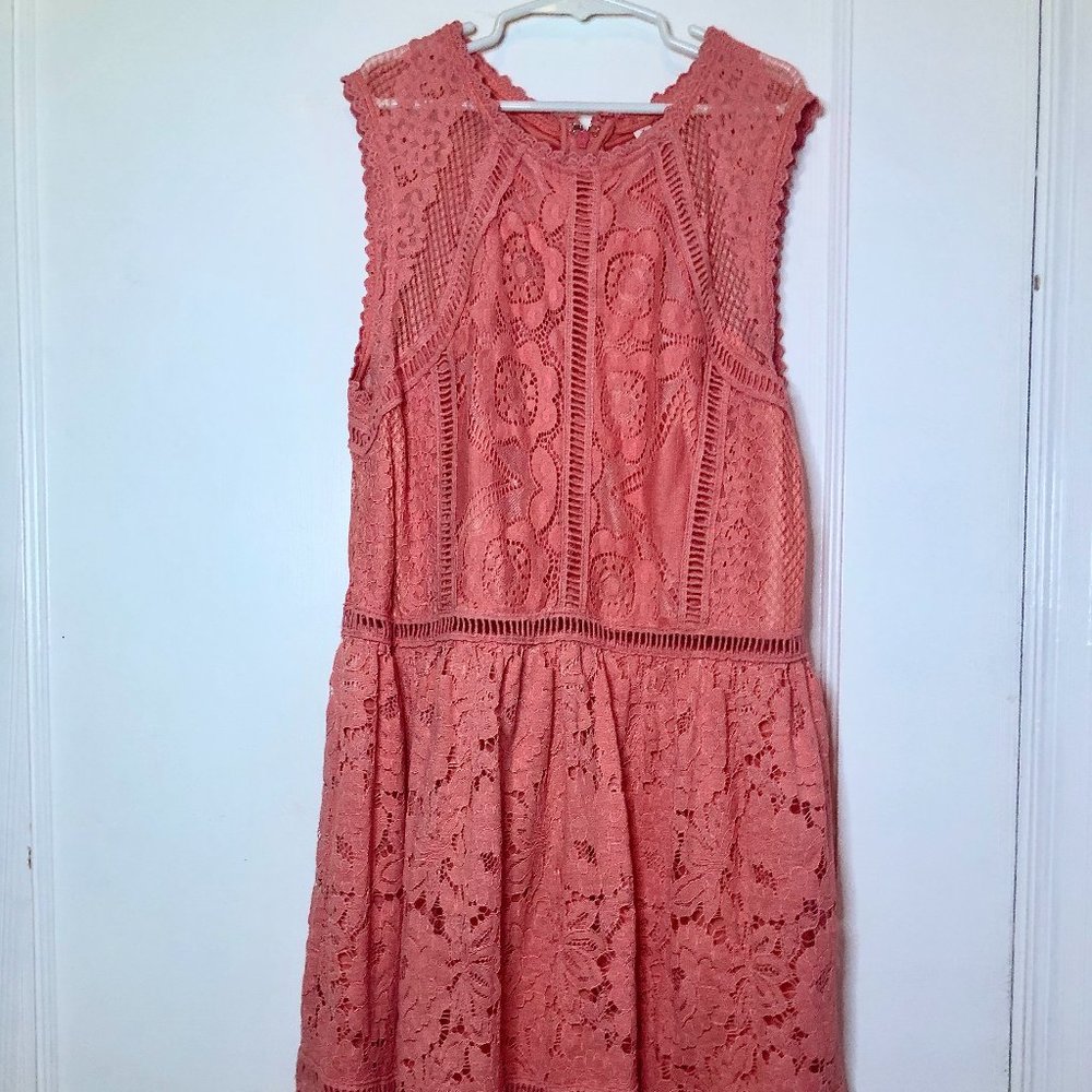 Xhilaration Coral Lace Midi Dress